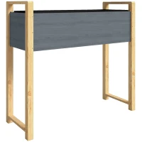 Outsunny Pat de grădină pătrat cu picioare, pat de grădină ridicat, 4 orificii de drenaj și țesătură nețesută, 98 x 37 x 90 cm, gri(m-1)