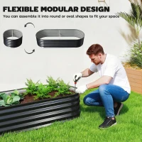 Outsunny Set of Two 150 x 60cm Steel Planters - Dark Grey(m-9)