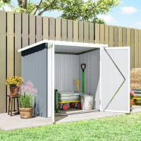 Outsunny Abri de Jardin cabane de jardin 1,09 m² 2 Portes verrouillables 147 x 86 x 134 cm tôle d'acier Gris clair Blanc(m-8)