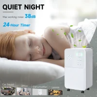 HOMCOM 12L/Day 2000ML Portable Quiet Dehumidifier for Home Laundry Room Bedroom Basement, Electric Moisture Air De-Humidifier(m-6)