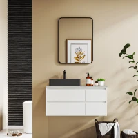 HOMCOM Espejo de Baño Rectangular con Marco Metálico Espejo Decorativo para Dormitorio Comedor o Entrada 60x80 cm Negro(m-8)