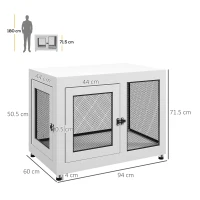 PawHut 2-in-1 Dog Cage & Side Table, with Two Doors, Cushion, for Large Dogs(m-3)