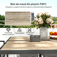 Outsunny Set Mobilier de Grădină din 9 Piese cu Masă, 4 Fotolii și 4 Scaune, 110x110x75 cm, Gri(m-6)