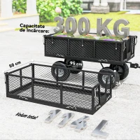 Outsunny Cărucior de Grădină de 114L cu Pereți Laterali Detașabili și Mâner Rotativ, 105x51x54 cm, Negru(m-7)