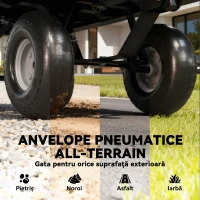 Outsunny Cărucior de Grădină de 114L cu Pereți Laterali Detașabili și Mâner Rotativ, 105x51x54 cm, Negru(m-8)