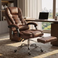 Vinsetto Office Chair with 6 Point Massage and Back Heat, Microfiber Desk Chair with Footrest Adjustable Height and Swivel Wheels, Back Reclining, Brown(m-2)