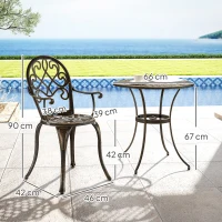 Outsunny Three-Piece Elegant Aluminium Garden Set - Bronze Tone(m-3)