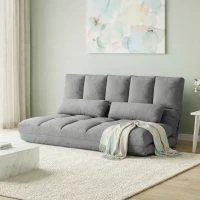 HOMCOM Bodensofa klappbar Schlafsofa mit 3-stuhfig verstellbar Rückenlehne Hellgrau(m-2)