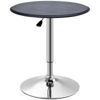 HOMCOM Adjustable Round Bistro Bar Table with PVC Leather Top Steel Base Home Kitchen Dining Desk  Black(m-1)