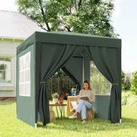 Outsunny 2 x 2m Pop Up Gazebo, w/Side Walls, Windows-Green(m-10)