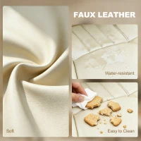 HOMCOM Executive Office Chair for Home, Mid Back PU Leather Computer Desk Chair for Adults with Arm, Wheels, Cream(m-6)