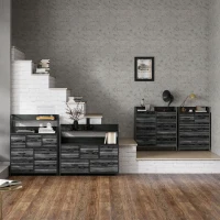 HOMCOM Kommode, Sideboard, 4 Stoffschubladen, Industrial Design, 60x29x85cm, Schwarz(m-9)