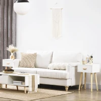 HOMCOM Lot de 2 tables de chevet, table de nuit moderne avec tiroir et pieds en bois massif, 40,5 x 30,5 x 60 cm, blanc(m-10)