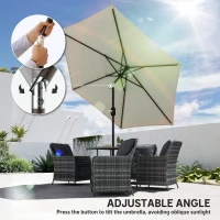 Outsunny 2.6 m Garden Parasol Umbrella with Aluminium Pole, Outdoor Patio Umbrella with Tilt and Crank, Vent, Cream White(m-5)