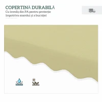Outsunny Umbrelă Suspendată cu Copertină Dublă, Deschidere cu Manivelă, Bază în Cruce şi Falduri, 2.5x2.5 m, Bej(m-5)