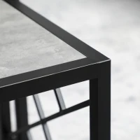 HOMCOM Set of 3 Nesting Coffee Tables, Square Side Tables with Black Metal Frame, for Living Room, Bedroom and Office, Grey(m-8)