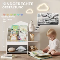 AIYAPLAY Kinderregal mit 7 Regalen für Bücher, Spielzeug, runde Kanten, trägt 40 kg, Weiß(m-5)