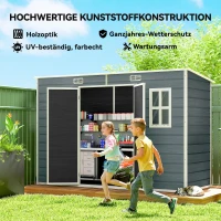 Outsunny Gerätehaus 3,2m², Geräteschuppen mit Pultdach, 303x123x197cm mit Fenster Abschließbar Tür Belüftungsöffnung Boden(m-8)