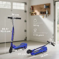 HOMCOM Folding Electric Kids Scooter Ride on Age 7-14, Blue(m-3)