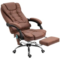 Vinsetto Office Chair with 6 Point Massage and Back Heat, Microfiber Desk Chair with Footrest Adjustable Height and Swivel Wheels, Back Reclining, Brown(m-1)