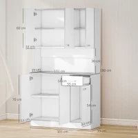 Kitchen Cupboard, Freestanding Kitchen Storage Cabinet with 6 Doors, Drawer, White(m-3)