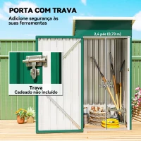 Outsunny Abrigo Exterior Metálico 107,5x91x185 cm Abrigo de Jardim com Teto Inclinado Porta com Trinco Ventilação e Luvas Verde(m-7)