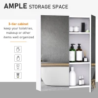 HOMCOM Mirror Cabinet, Wall Mount Bathroom Storage Cabinet with Adjustable Shelf, Double Door Cupboard, 60 x 15 x 75 cm, White(m-5)