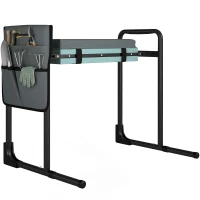 Outsunny Taburete de Jardín Plegable con Almohadilla de Espuma EVA Asiento de Jardín con Bolsa para Herramientas Gris Oscuro(m-10)