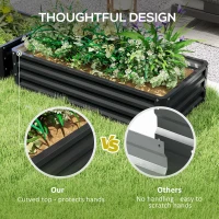Outsunny Set of 2 Raised Beds for Garden, Galvanised Outdoor Planters for Herbs Vegetables, Use for Patio Balcony, Grey(m-7)