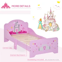 HOMCOM Kids Bed Princess Castle Theme w/ Side Rails Slats Home Furniture for 3 - 6 Yrs Pink 143 x 73 x 60 cm(m-6)