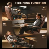 Vinsetto Office Chair with 6 Point Massage and Back Heat, Microfiber Desk Chair with Footrest Adjustable Height and Swivel Wheels, Back Reclining, Brown(m-7)