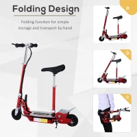 HOMCOM Foldable Electric Scooter for Teens Over 7 years old 12V Battery 120W-Red(m-5)