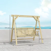 Outsunny Three-Seater Wooden Swing Bench(m-3)