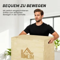 HOMCOM 3-in-1 Plyo Box Holz Plyometrische Sprungbox mit 3 Sprunghöhen Griffen 61 x 51 x 76 cm Naturholz(m-5)