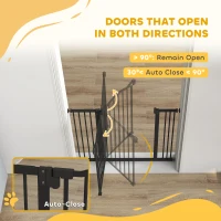 PawHut Pressure Fit Dog Stair Gate No Drilling Safety Gate Auto Close for Doorways, Hallways, 74-87cm Adjustable, 78cm Tall, Black(m-5)