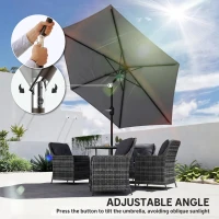 Outsunny 2.6 m Garden Parasol Umbrella with Aluminium Pole, Outdoor Patio Umbrella with Tilt and Crank, Vent, Grey(m-5)