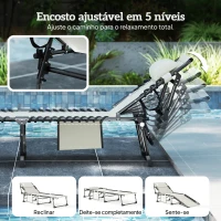 Outsunny Conjunto de 2 Espreguiçadeiras Jardim Dobráveis com Apoio de Cabeça e Encosto Reclinável em 5 Posições 200x57x38 cm Creme(m-4)