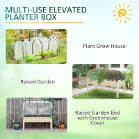 Outsunny Raised Garden Bed Outdoor Elevated Wood Planter Box w/ PE Cover, Natural(m-6)