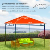 Outsunny Techo de Repuesto para Cenador, 3x3 m, Cubierta de Repuesto con 8 Orificios de Drenaje, Ventilación y Protección UV, SOLO Toldo de Recambio para Pabellón Gazebo, Naranja(m-3)