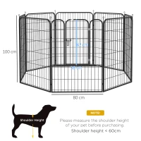 PawHut Heavy Duty Puppy Play Pen, 8 Panels Pet Exercise Pen for Indoors, Outdoors, Pet Playpen 100Hcm(m-3)