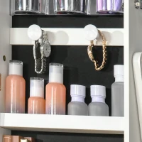 HOMCOM Jewellery Cabinet with LED Light, Lockable Jewellery Organiser with Full-Length Mirror for Bedroom Dressing Room, White(m-9)