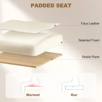 HOMCOM Executive Office Chair for Home, Mid Back PU Leather Computer Desk Chair for Adults with Arm, Wheels, Cream(m-5)