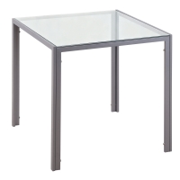HOMCOM Modern Square Dining Table for 2-4 People, with Glass Top & Metal Legs for Dining Room, Living Room, Grey
