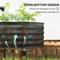 Outsunny Set of Two 150 x 60cm Steel Planters - Dark Grey(m-7)