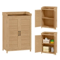 Outsunny Gartenschrank Holz, Geräteschuppen mit Arbeitsfläche, wetterfest Geräteschrank, 65,5x40x98,5cm Gelb(m-11)