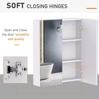 HOMCOM Mirror Cabinet, Wall Mount Bathroom Storage Cabinet with Adjustable Shelf, Double Door Cupboard, 60 x 15 x 75 cm, White(m-6)