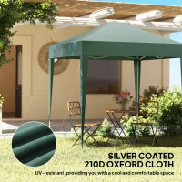 Outsunny 2 x 2m Pop Up Gazebo, w/Side Walls, Windows-Green(m-5)