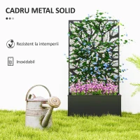 Outsunny Jardinieră cu Grilaj pentru Plante Cățărătoare cu Montare pe Perete sau Independent, 61x23x113 cm, Negru(m-6)
