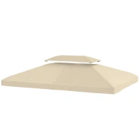 Outsunny Toldo de Recambio 4x3 m con Techo Doble Orificios de Drenaje y Protección UV Solo Toldo NO Incluye Marco Blanco Crema(m-11)