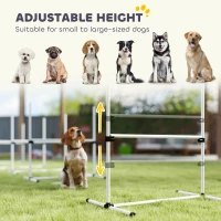 PawHut 4 Piece Dog Agility Training Equipment for Dog Agility Course with Adjustable Height Jump Bars, Included Carry Bag, & Displacing Top Bar, White(m-4)